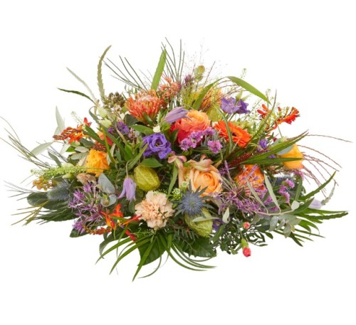 Rouwarrangement veld bloemen (excl. Lint)